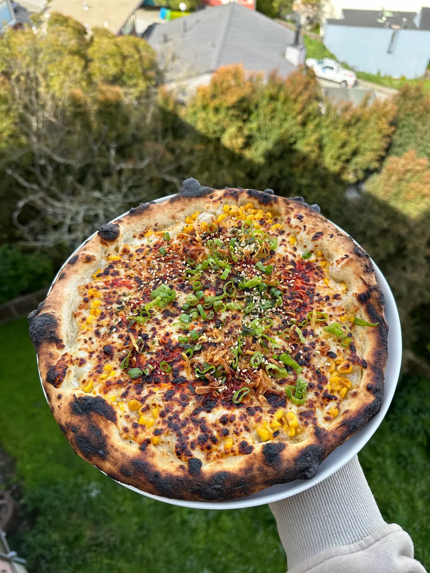 corn chili oil pizza